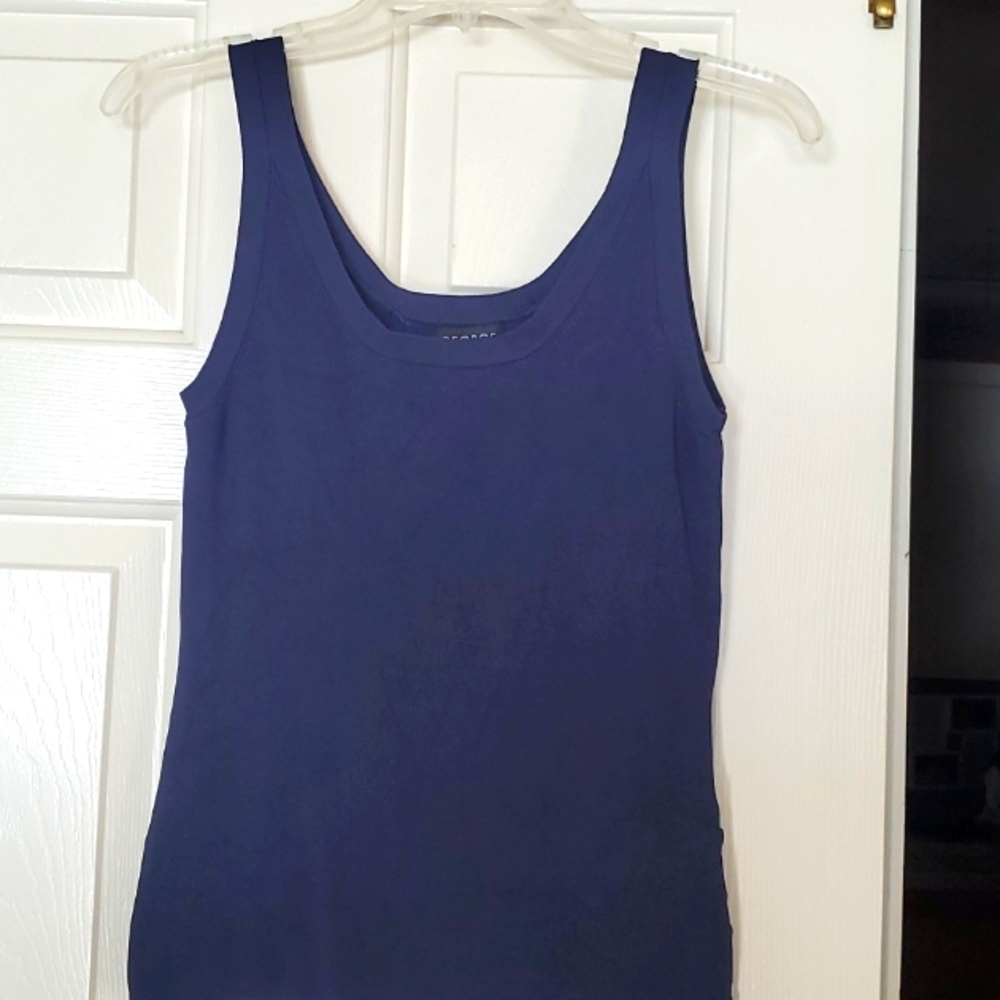 GEORGE DARK BLUE STRETCHABLE TANK TOP WITH SIDE BUTTONS DETAIL SIZE S